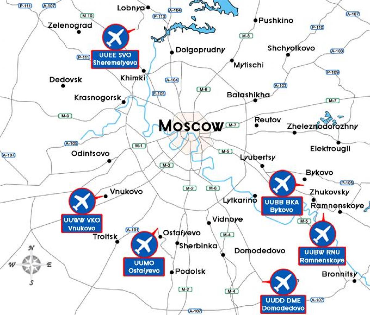 mapa Moskvi aerodrome
