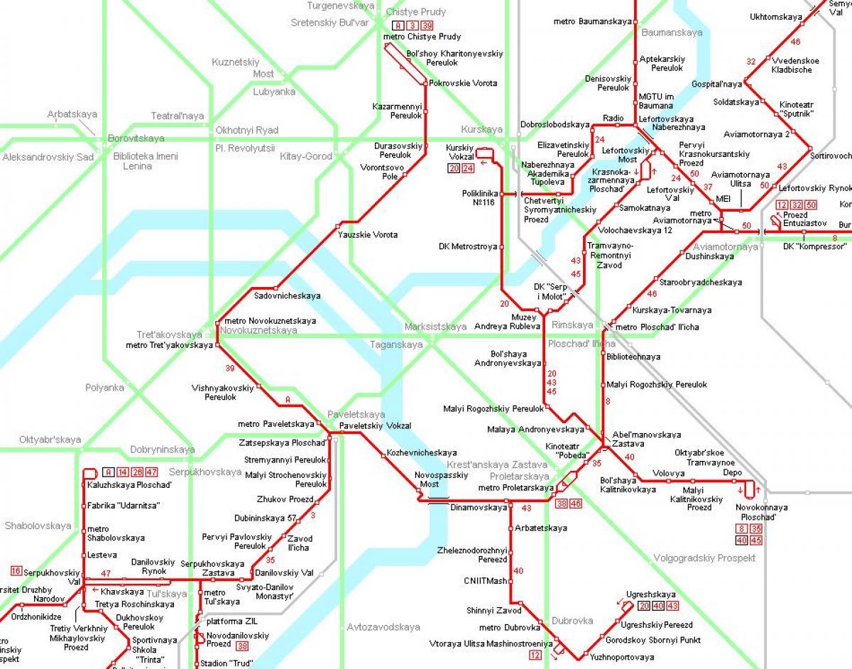 mapa Moskva tramvaj