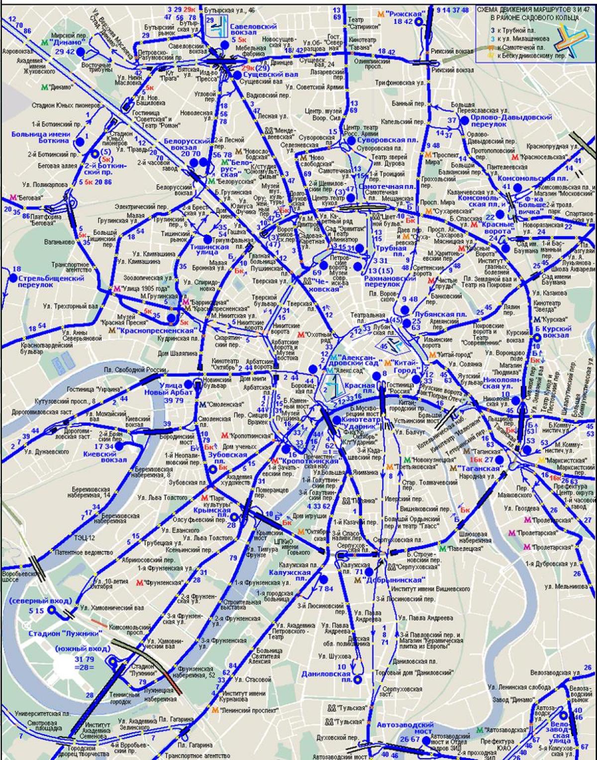 mapa Moskvi trolleybus