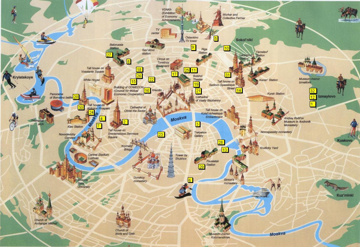 turističke mapu Moskvi