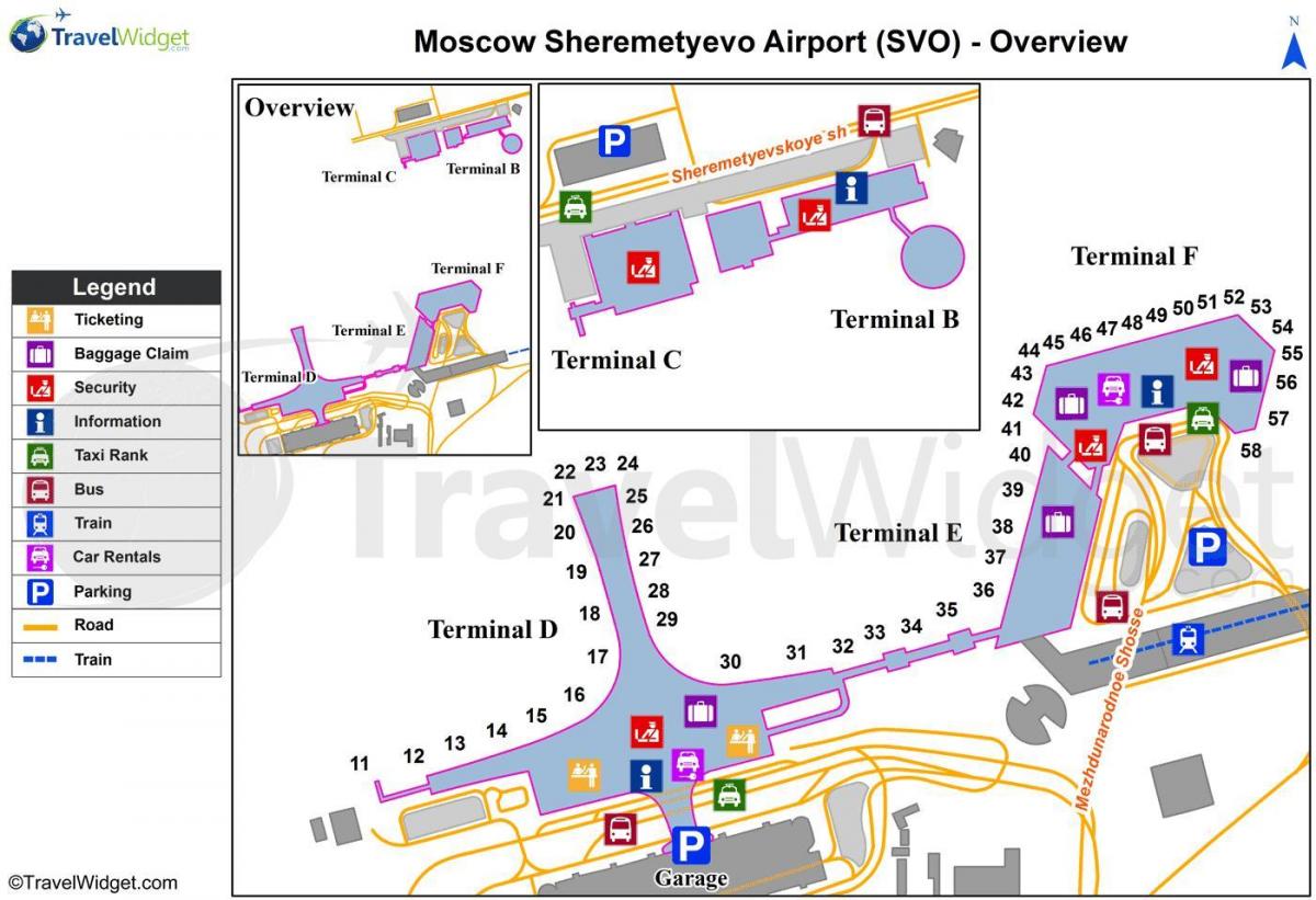 Moskvi Sheremetyevo aerodrom mapu